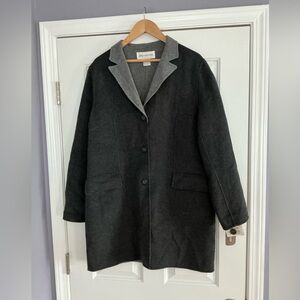 Vintage Jones New York Gray Wool Cashmere Blend Classic Grey Over Coat 14